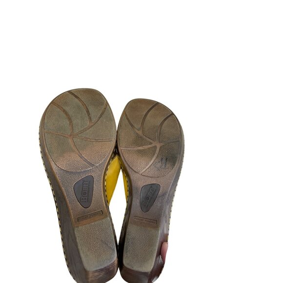 Born Womens Yellow Leather Floral 2.5" Wedge Sandals Size 8/39 SKU 8369 - Picture 9 of 13
